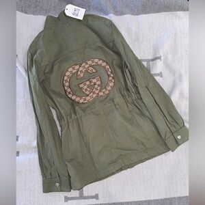 GAP Olive Green Jacket with Brown Logo